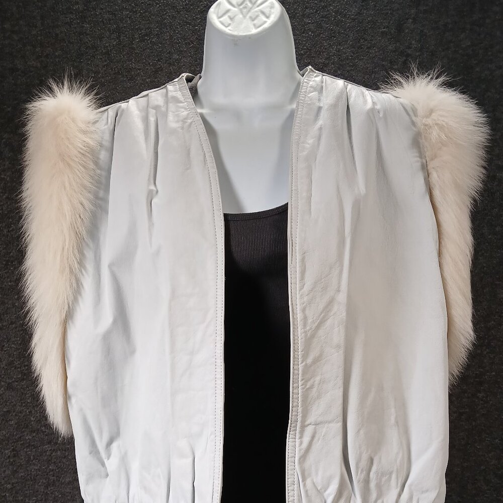 Vintage Anne-Gee White Vest with Faux Fur Trim Sleeves – Made in USA